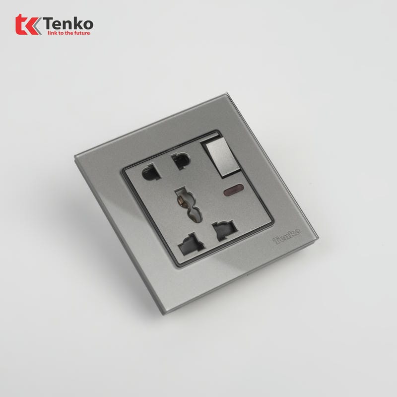 Ổ Cắm Có Công Tắc Mặt Kính Cường Lực TK-F71D-28