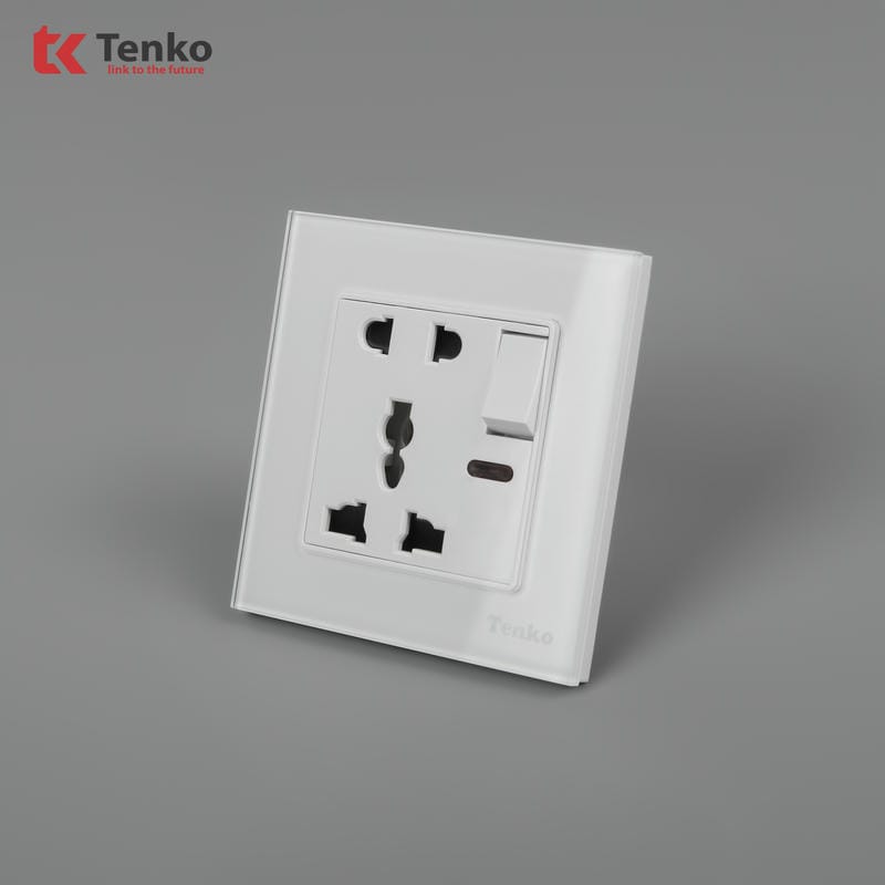 Ổ Cắm Có Công Tắc Mặt Kính Cường Lực TK-F71D-28