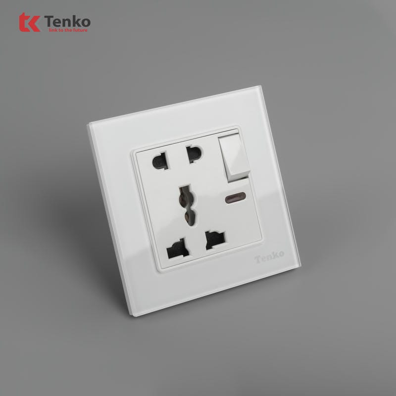 Ổ Cắm Có Công Tắc Mặt Kính Cường Lực TK-F71D-28