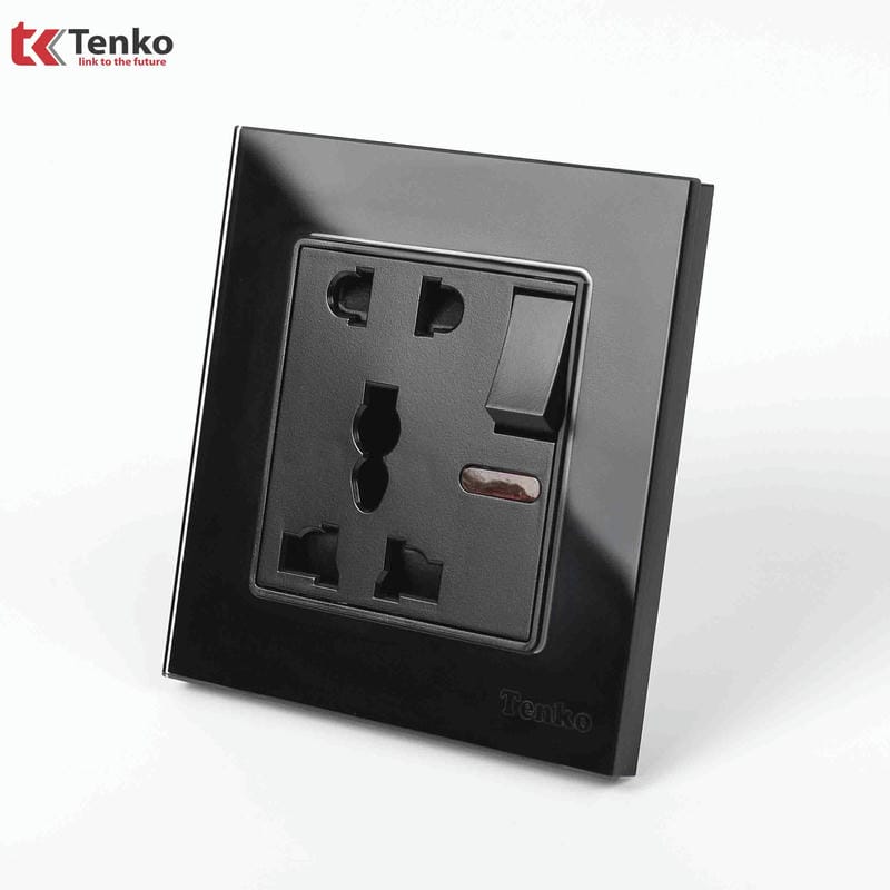 Ổ Cắm Có Công Tắc Mặt Kính Cường Lực TK-F71D-28D