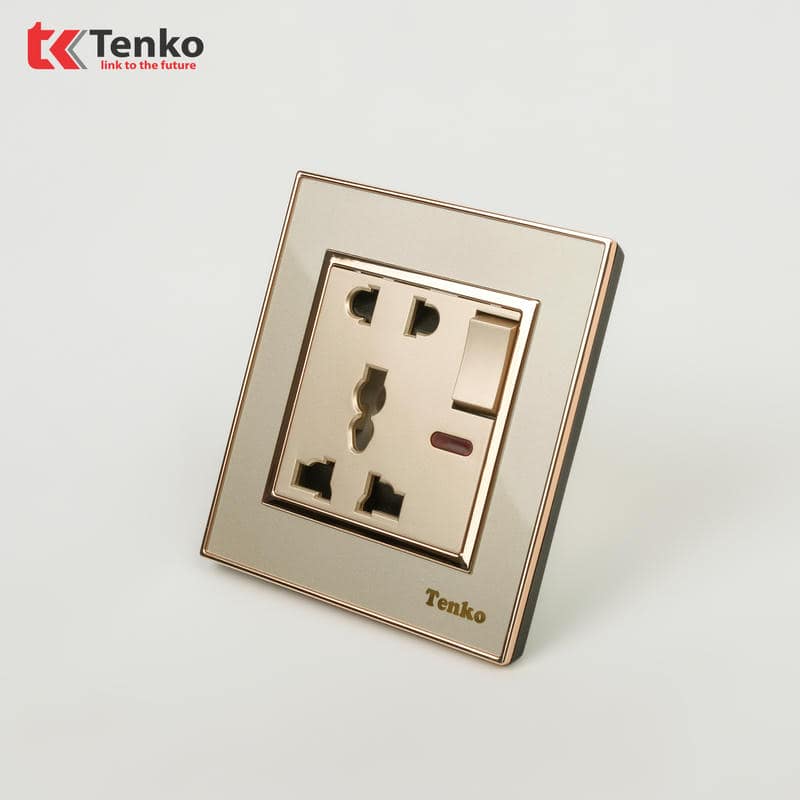 Ổ Cắm Có Công Tắc Nhựa Cao Cấp F66-28 Vàng