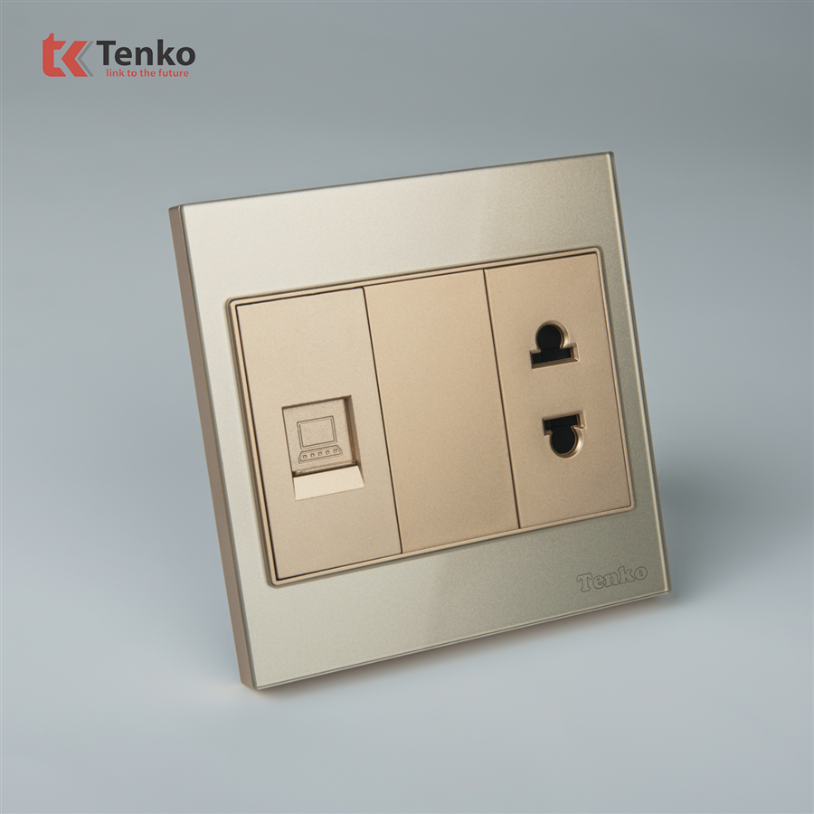 Ổ Cắm Có Ổ Mạng LAN Mặt Kính Cường Lực TK-V18-076