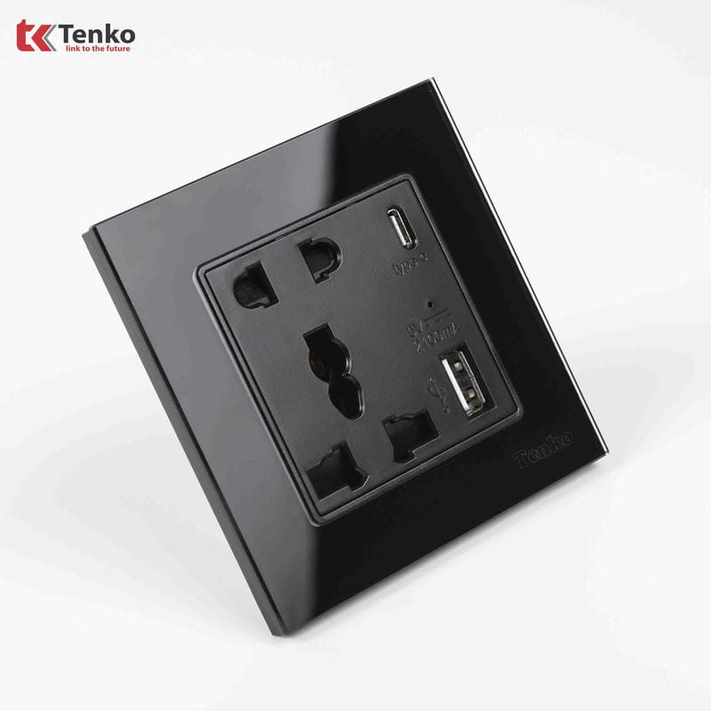 Ổ Cắm Có USB,Type C Mặt Kính Cường Lực TK-F71D-44D