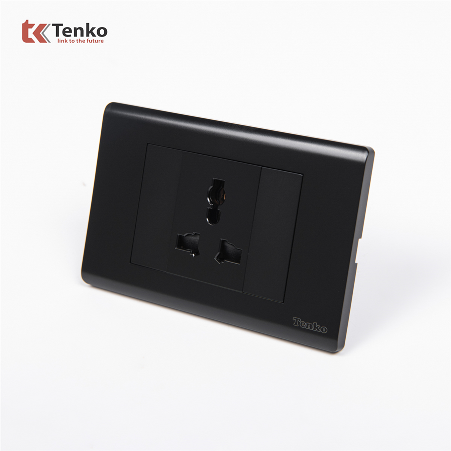 Ổ Cắm Điện 3 Chấu TENKO TK-C25-051 Mặt Nhựa PC Đen