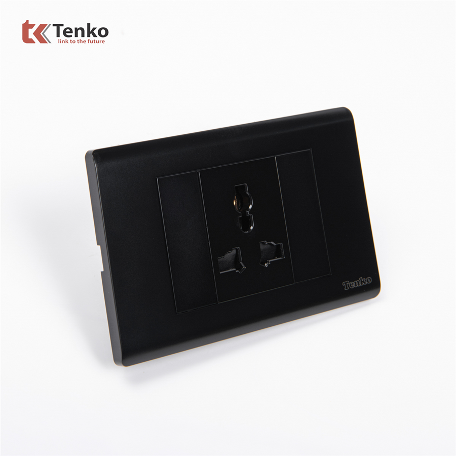Ổ Cắm Điện 3 Chấu TENKO TK-C25-051 Mặt Nhựa PC Đen