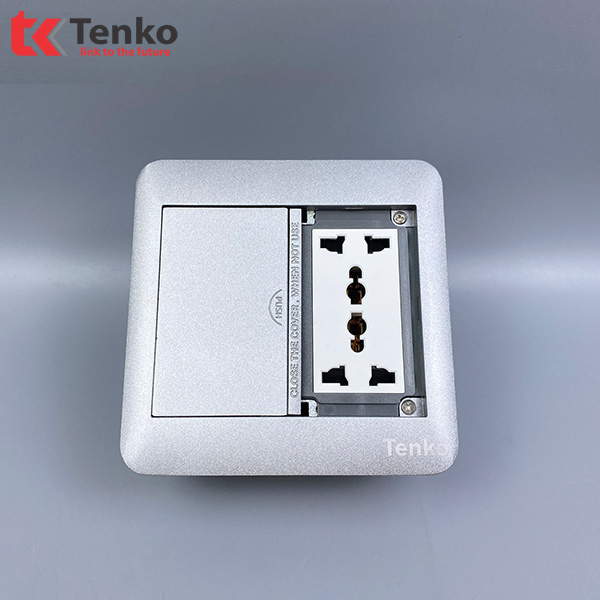 Ổ Cắm Điện Âm Sàn +2 Ổ Mạng LAN TK-DS-111S06 Bạc