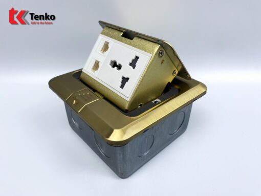 Ổ Cắm Điên Âm Sàn 3 Chấu Kèm 2 Mạng LAN J02-22Vàng