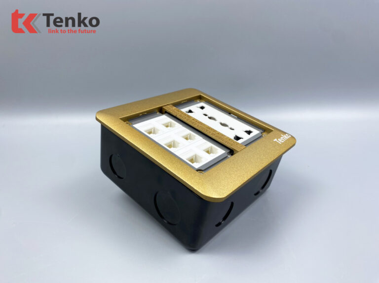 Ổ Cắm Điện Âm Sàn +  6 Cổng LAN TK-DS-111S03 Vàng