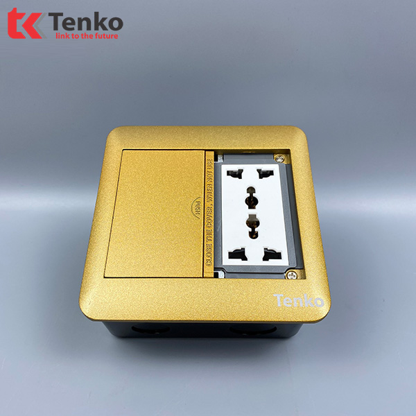 Ổ Cắm Điện Âm Sàn +  6 Cổng LAN TK-DS-111S03 Vàng