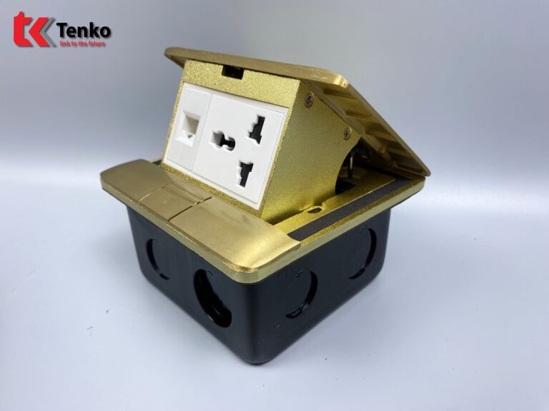 Ổ Cắm Điện Âm Sàn Đồng + Mạng LAN TK-J05-06 Vàng