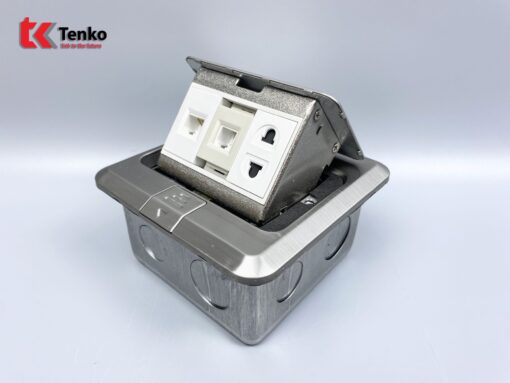 Ổ Cắm Điện Âm Sàn+LAN+Điện Thoại TK-J02-05 Bạc