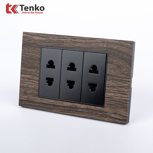 Ổ Cắm Điện Âm Tường TK-C6A-020 Mặt Vân Gỗ