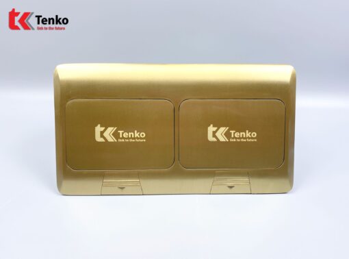Ổ Cắm Điện Đôi 3 Chấu Âm Sàn+LAN TK-J04-04 Vàng