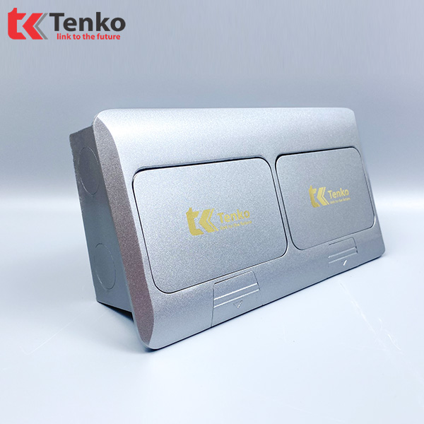 Ổ Cắm Điện Đôi 3 Chấu Âm Sàn+Ổ Mạng TK-J04-07 Bạc
