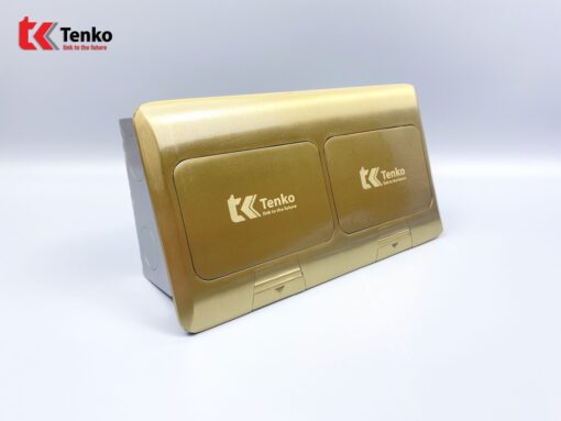 Ổ Cắm Điện Đôi 3 Chấu Âm Sàn+Ổ Mạng,TK-J04-07 Vàng
