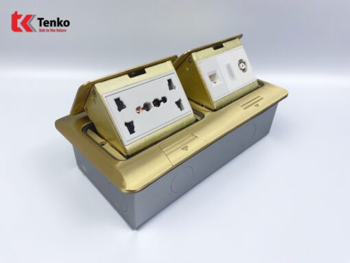 Ổ Cắm Điện Đôi 3 Chấu Âm Sàn Tenko TK-J04-01 Vàng