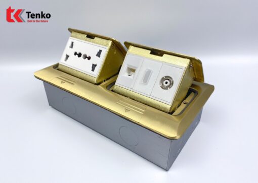 Ổ Cắm Điện Đôi 3 Chấu Âm Sàn Tenko TK-J04-01 Vàng