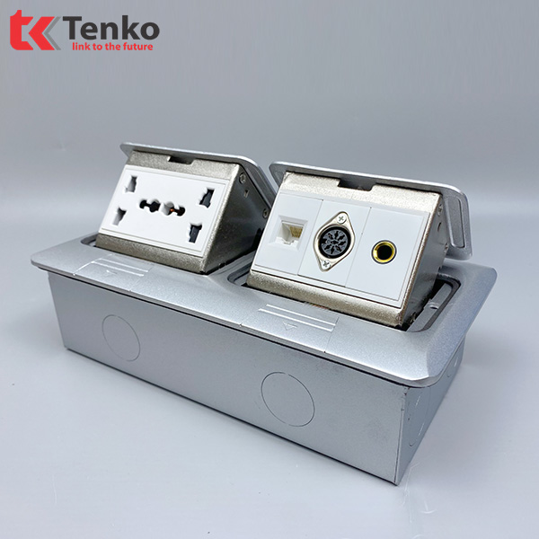 Ổ Cắm Điện Đôi 3 Chấu Âm Sàn Tenko TK-J04-06 Bạc