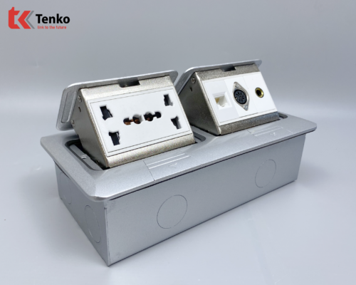 Ổ Cắm Điện Đôi 3 Chấu Âm Sàn Tenko TK-J04-06 Bạc