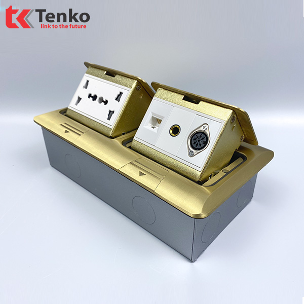 Ổ Cắm Điện Đôi 3 Chấu Âm Sàn Tenko TK-J04-06 Vàng