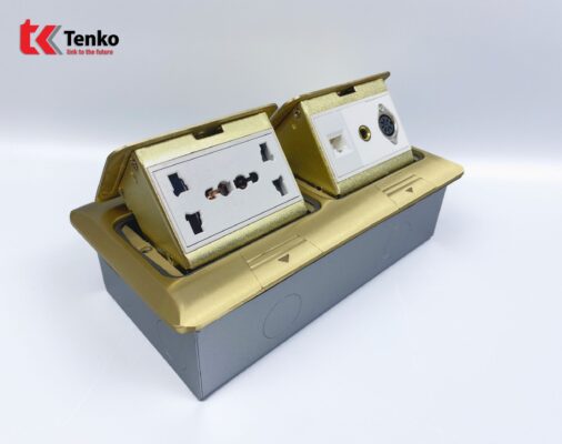 Ổ Cắm Điện Đôi 3 Chấu Âm Sàn Tenko TK-J04-06 Vàng