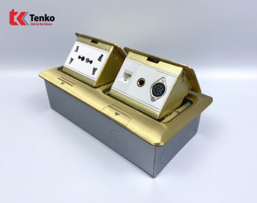 Ổ Cắm Điện Đôi 3 Chấu Âm Sàn Tenko TK-J04-06 Vàng