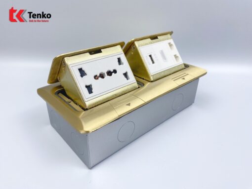 Ổ Cắm Điện Đôi 3 Chấu Âm Sàn  Tenko TK-J04-08 Vàng