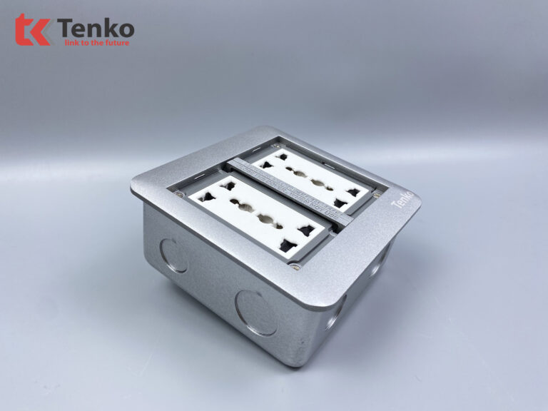 Ổ Cắm Điện Đôi 3 Chấu Âm Sàn TK-DS-111S04 Bạc