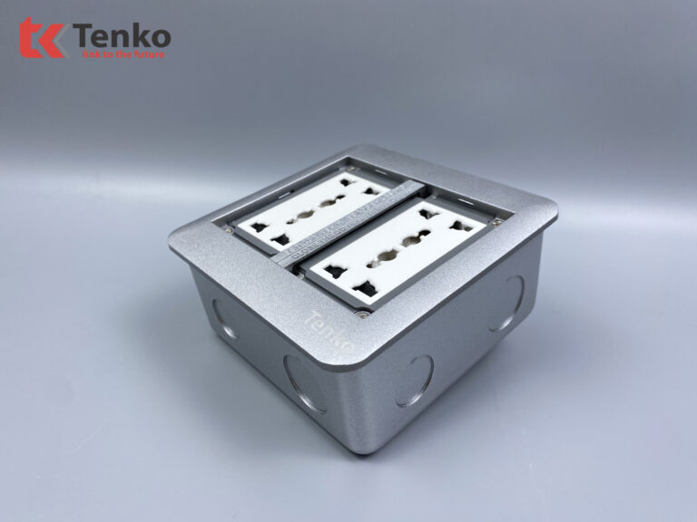 Ổ Cắm Điện Đôi 3 Chấu Âm Sàn TK-DS-111S04 Bạc