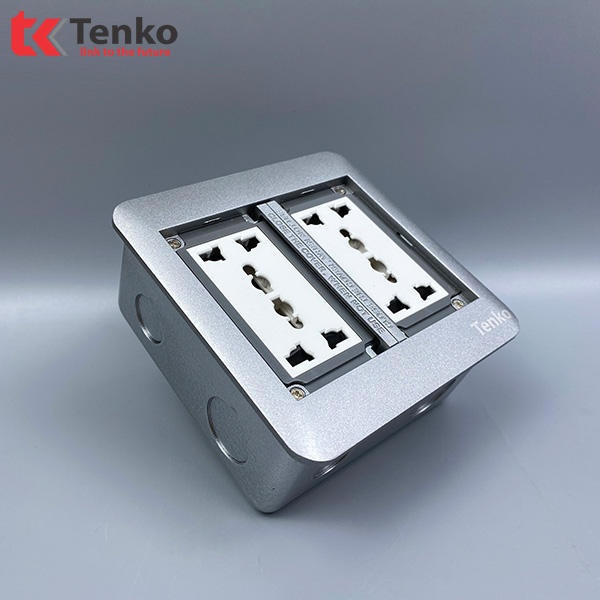 Ổ Cắm Điện Đôi 3 Chấu Âm Sàn TK-DS-111S04 Bạc