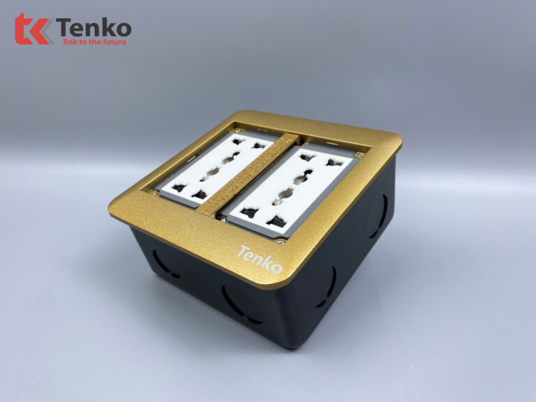 Ổ Cắm Điện Đôi 3 Chấu Âm Sàn TK-DS-111S04 Vàng