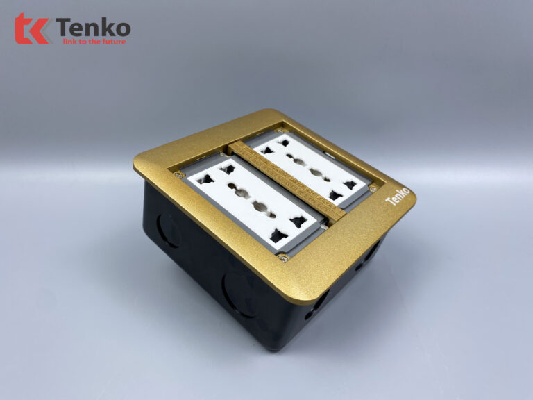 Ổ Cắm Điện Đôi 3 Chấu Âm Sàn TK-DS-111S04 Vàng