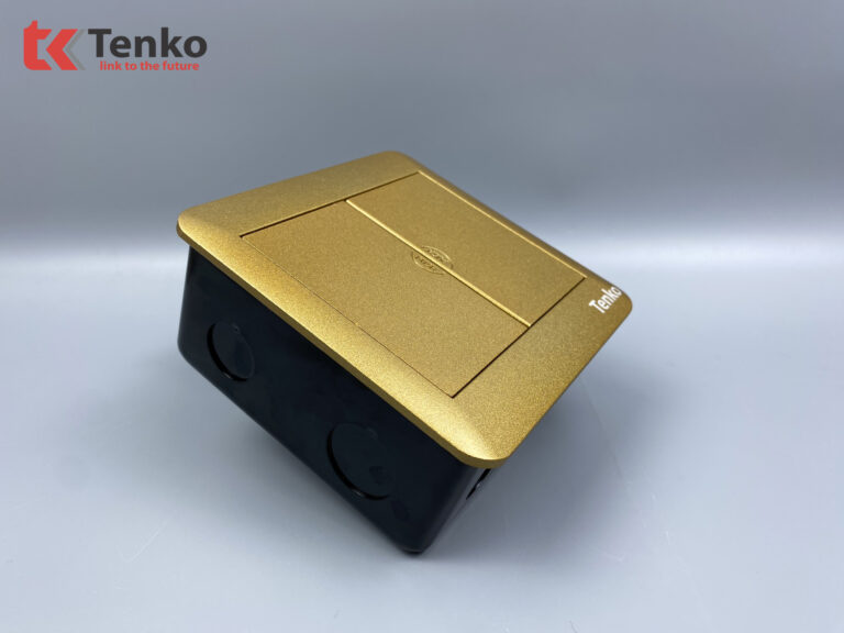 Ổ Cắm Điện Đôi 3 Chấu Âm Sàn TK-DS-111S04 Vàng