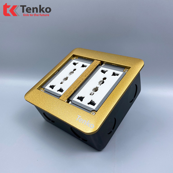 Ổ Cắm Điện Đôi 3 Chấu Âm Sàn TK-DS-111S04 Vàng