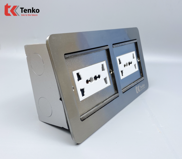 Ổ Cắm Điện Đôi 3 Chấu Âm Sàn TK-DS-211S04