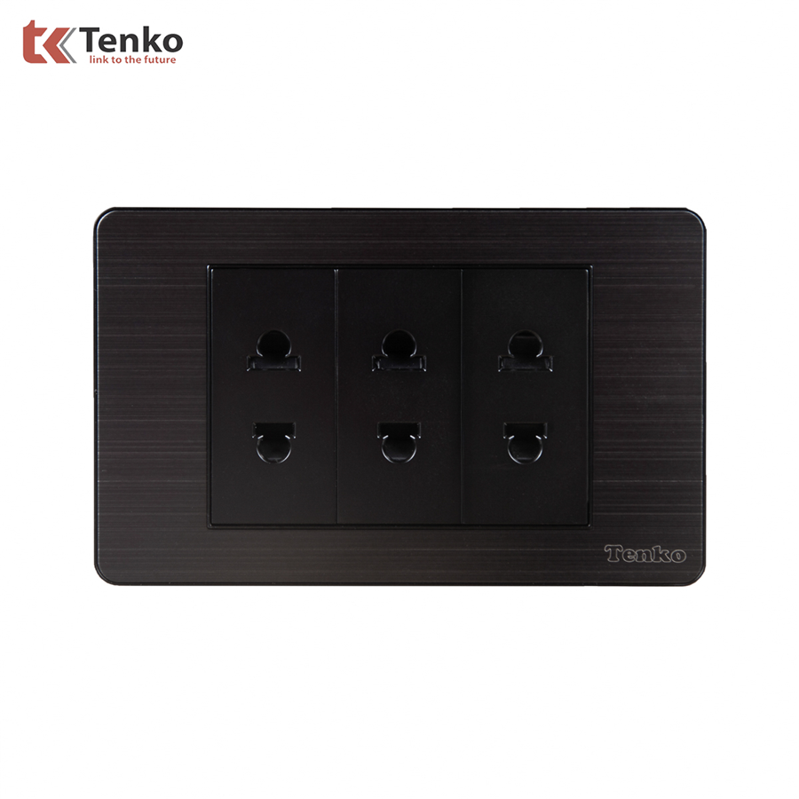 Ổ Cắm Điện Đôi Màu Đen Xám Mặt Hợp Kịm TK-C7G-020