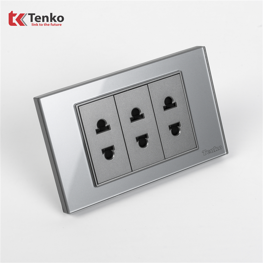 Ổ Cắm Điện Mặt Kính Cường Lực C18-020 Xám