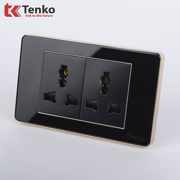 Ổ Cắm Đôi 3 Chấu Âm Tường Mặt Nhựa Epoxy TK-C26-05