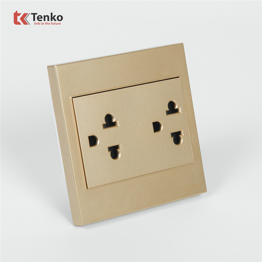 Ổ Cắm Đôi 3 Chấu Chấu Mặt Nhựa ABS Tenko TK-V1-044