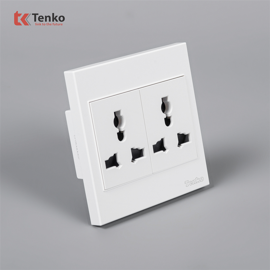 Ổ Cắm Đôi 3 Chấu Đa Năng Nhựa ABS Tenko TK-V1-050