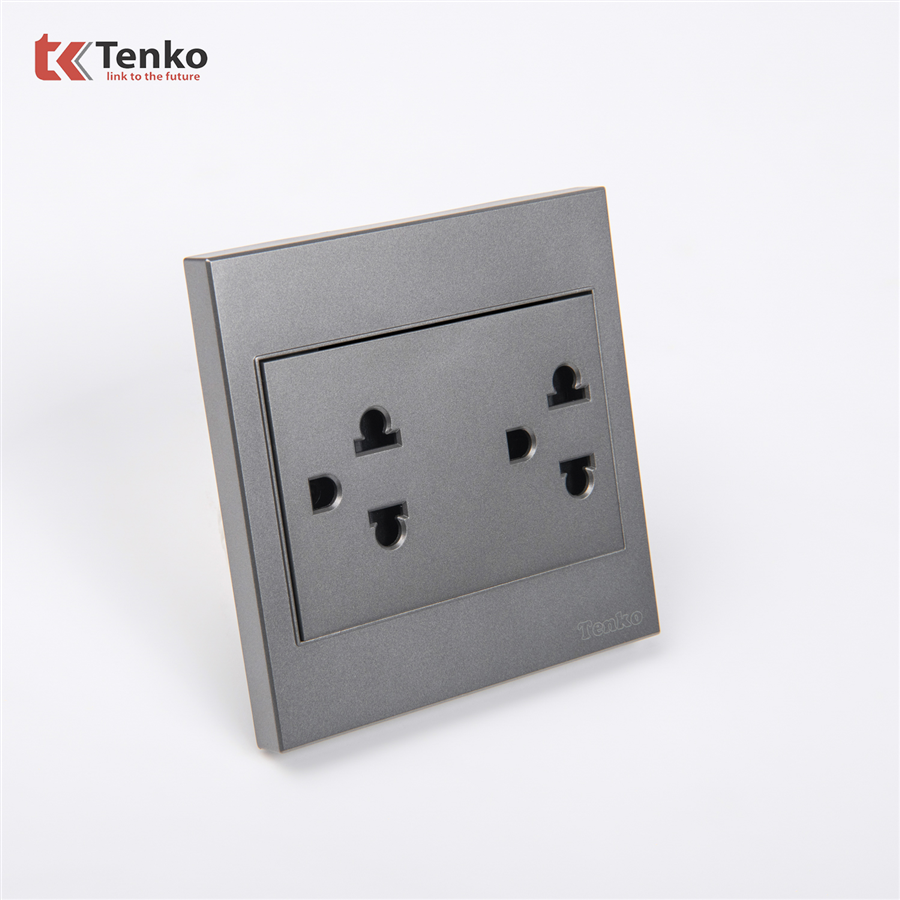 Ổ Cắm Đôi 3 Chấu Mặt Nhựa ABS Tenko TK-V1-044