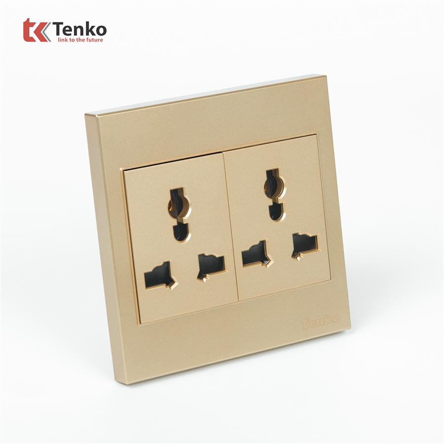 Ổ Cắm Đôi 3 Chấu Mặt Nhựa ABS Tenko TK-V1-050