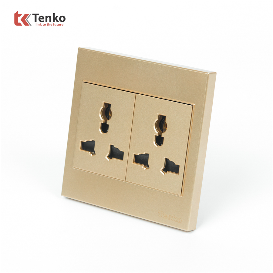 Ổ Cắm Đôi 3 Chấu Mặt Nhựa ABS Tenko TK-V1-050