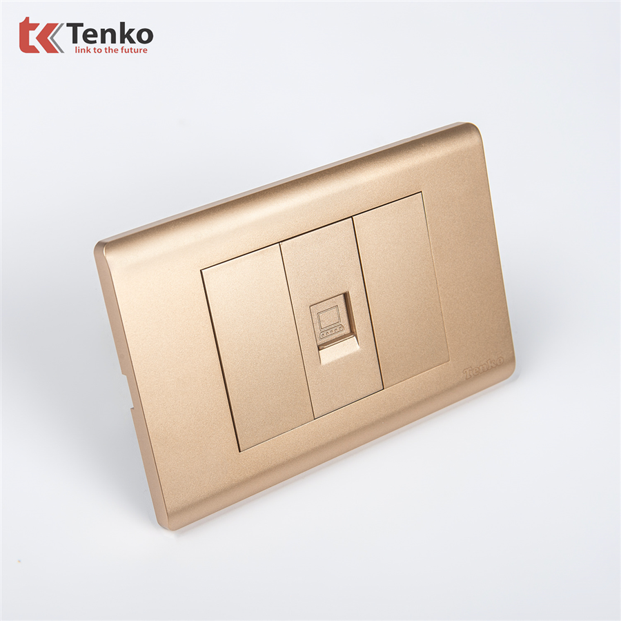 Ổ Cắm LAN Chống Cháy C25-073 Mặt Nhựa PC Vàng