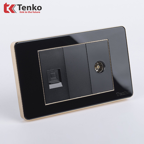 Ổ Cắm LAN và TIVI Âm Tường TK-C26-075 Đen