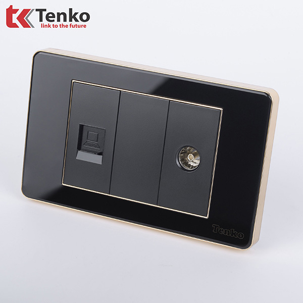 Ổ Cắm LAN và TIVI Âm Tường TK-C26-075 Đen