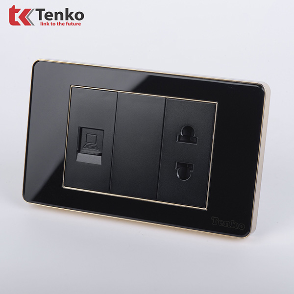 Ổ Cắm Mạng LAN Kèm Ổ Cắm Đơn  Tenko TK-C26-078