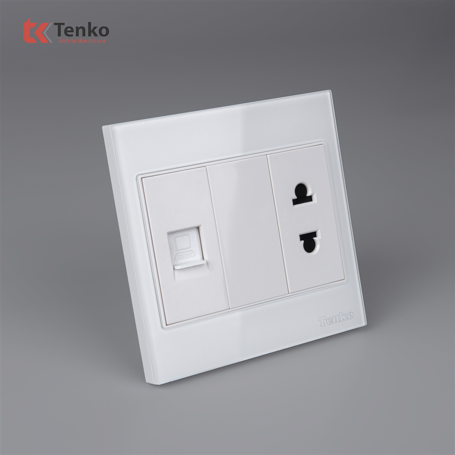 Ổ Cắm Mạng LAN Kèm Ổ Cắm Đơn  TK-V18-078