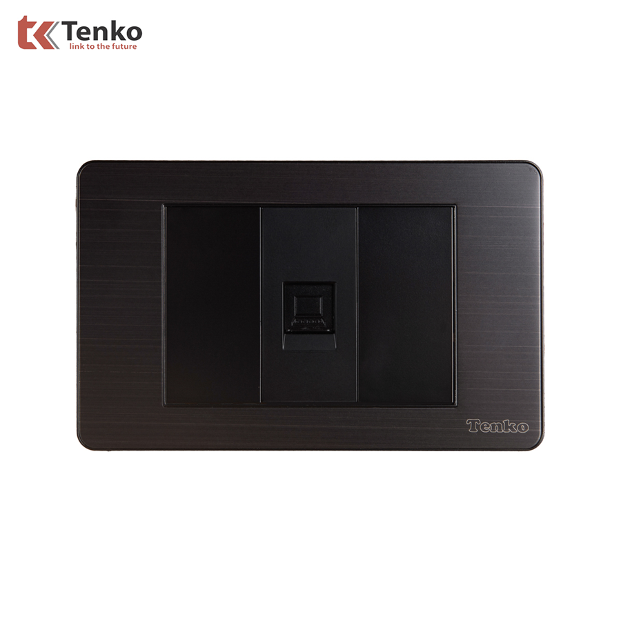 Ổ Cắm Mạng LAN Mặt Kim Loại Màu Đen Xám TK-C7G-073