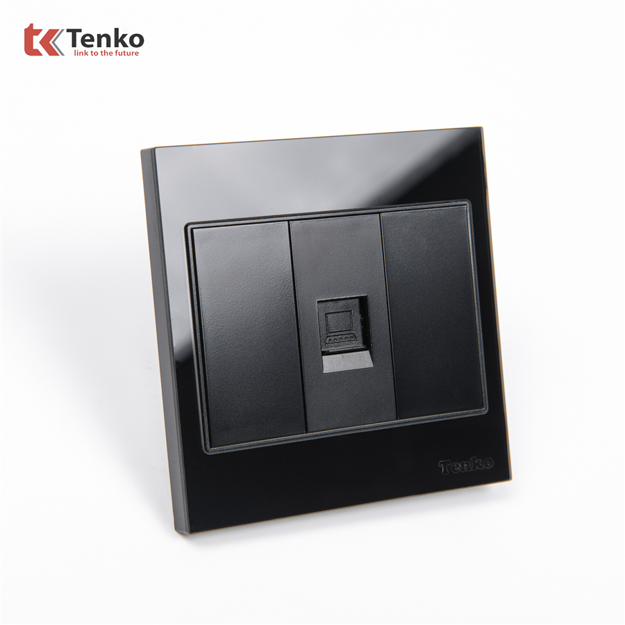 Ổ Cắm Mạng LAN Mặt Kính Cường Lực TK-V18-073 Đen